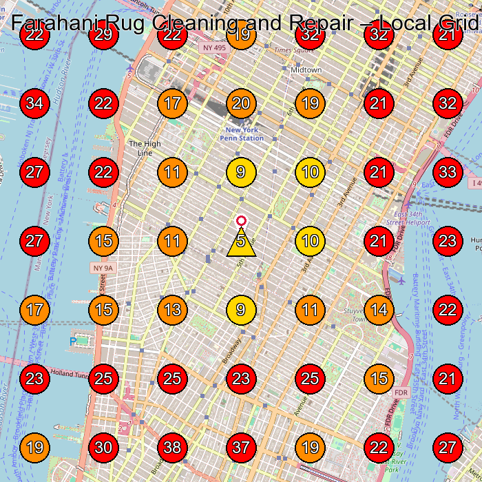 Farahani Rug Cleaning and Repair GeoGrid visibility map for Carpet Cleaning Service in New York